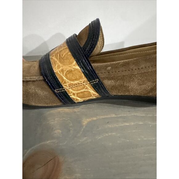 Prada Suede & Alligator/Crocodile Trim Loafers Shoes Size 10 - Picture 12 of 16